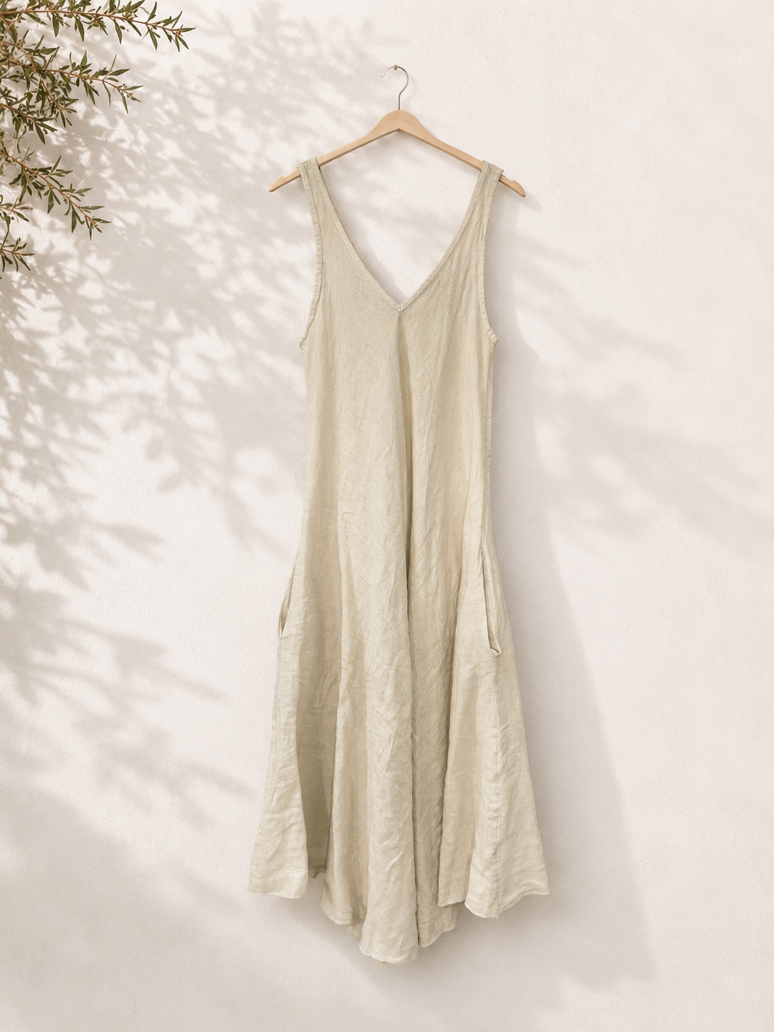 Vestido Lino tirantes cuello pico