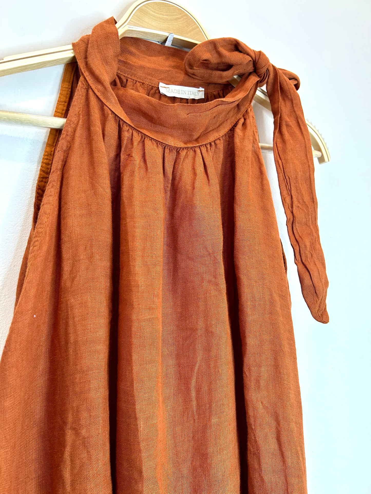 Vestido Lino lazo en cuello