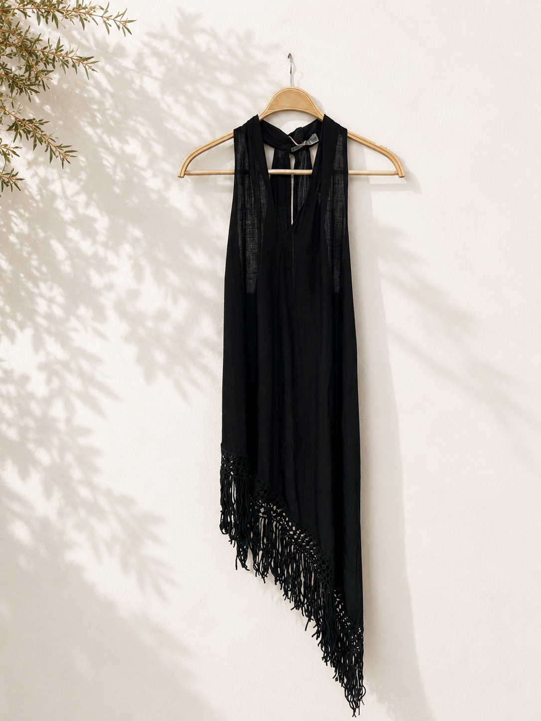 Top Vestido halter de flecos