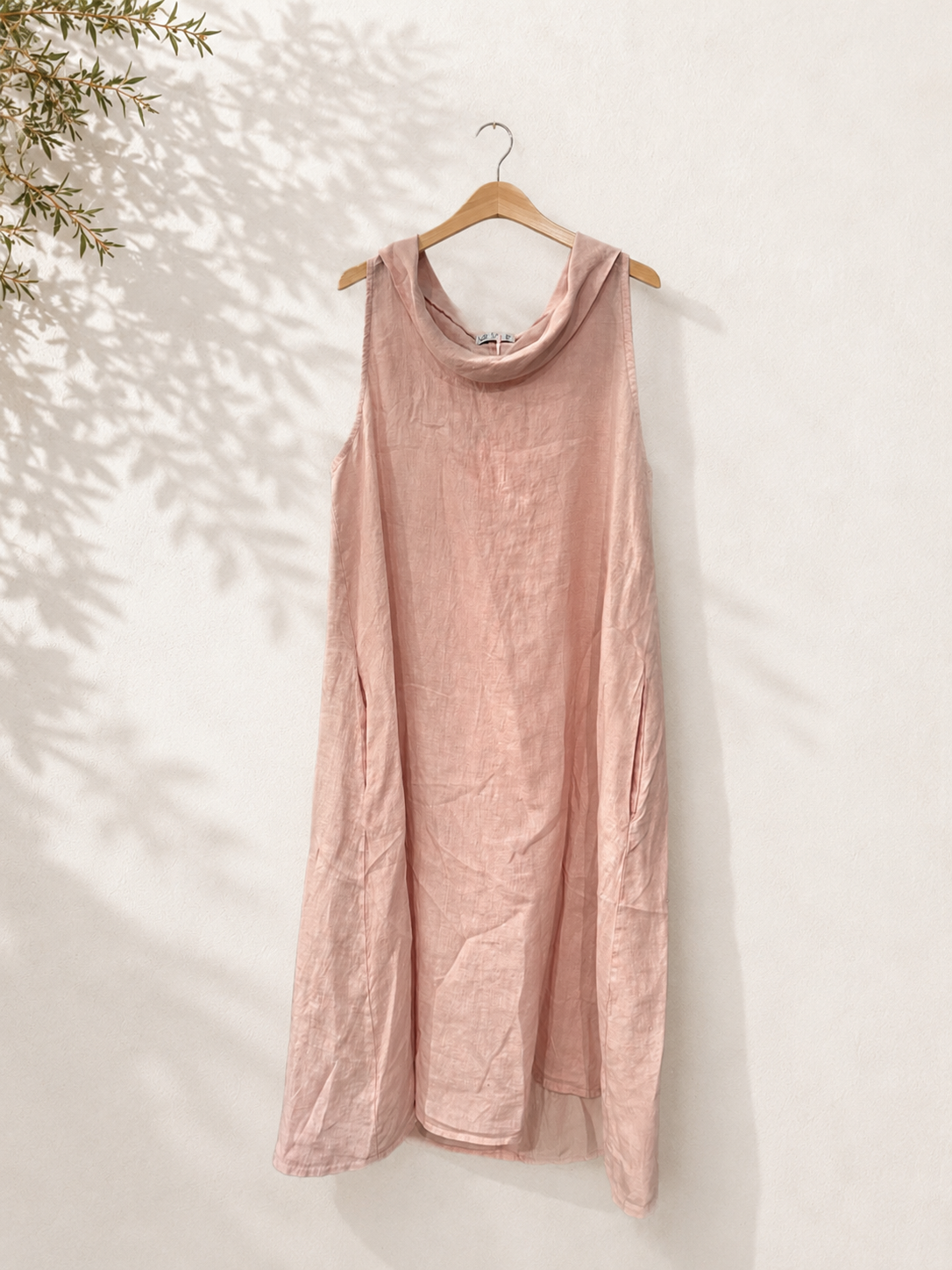 Vestido Lino Cuello Drapeado