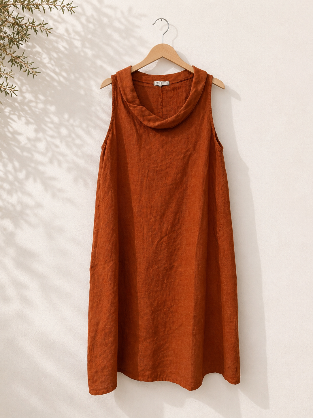 Vestido Lino Cuello Drapeado