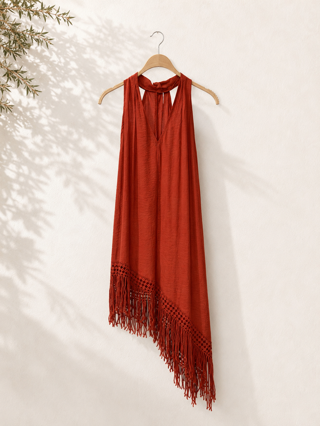 Top Vestido halter de flecos