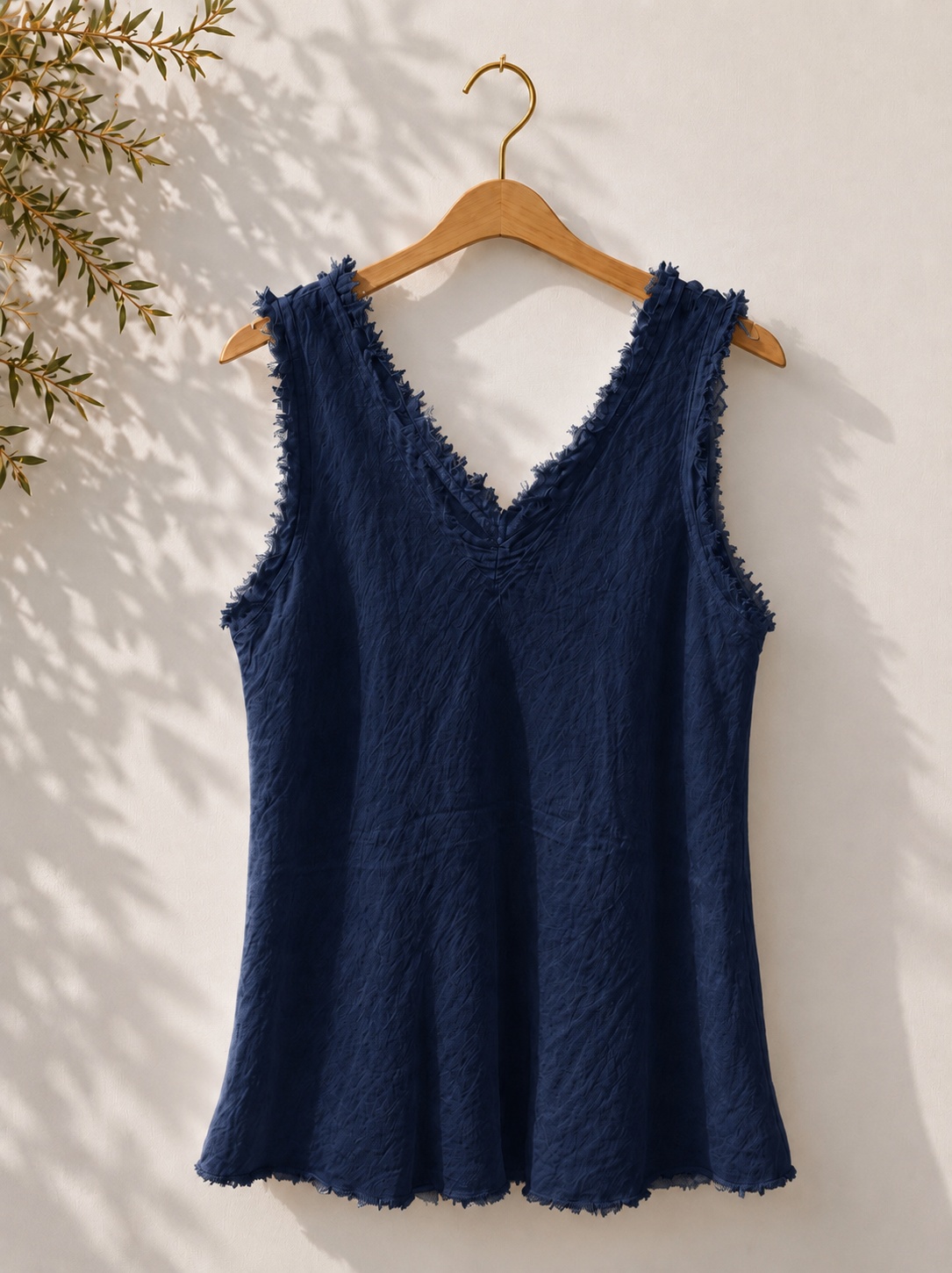 Camiseta tirantes Lino deshilachada