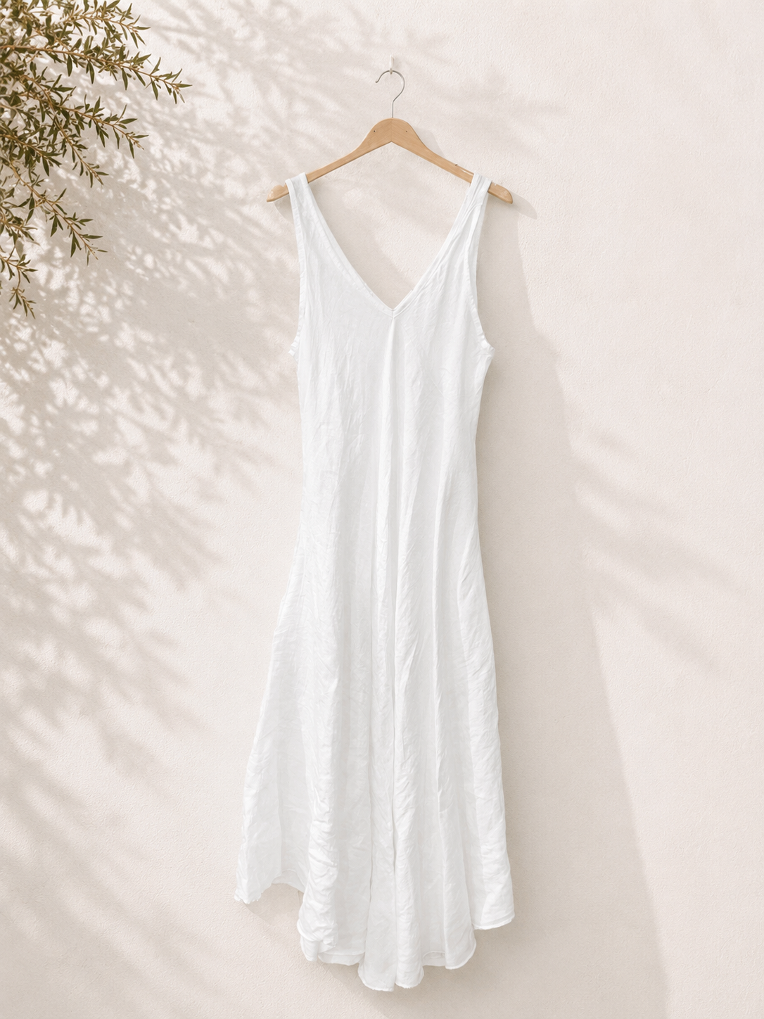 Vestido Lino tirantes cuello pico