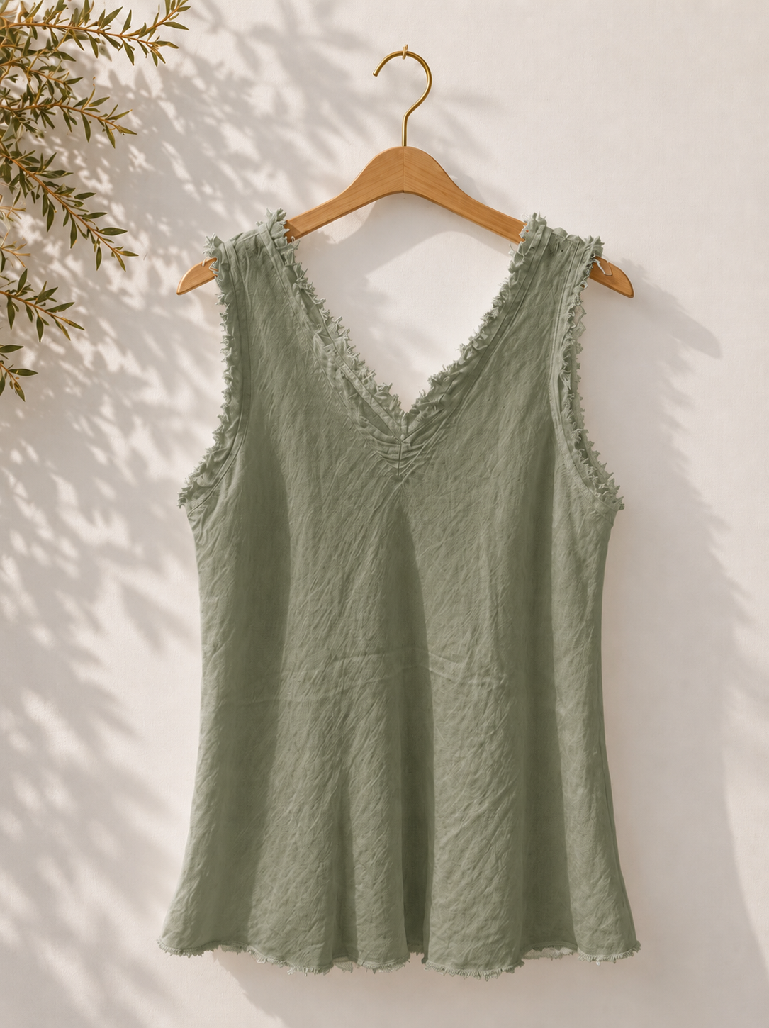 Camiseta tirantes Lino deshilachada