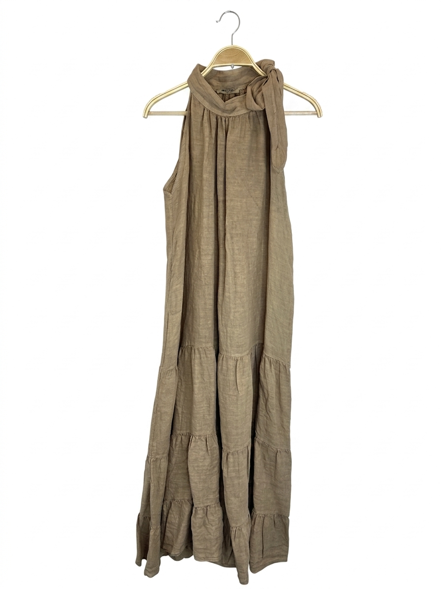Vestido Lino lazo en cuello