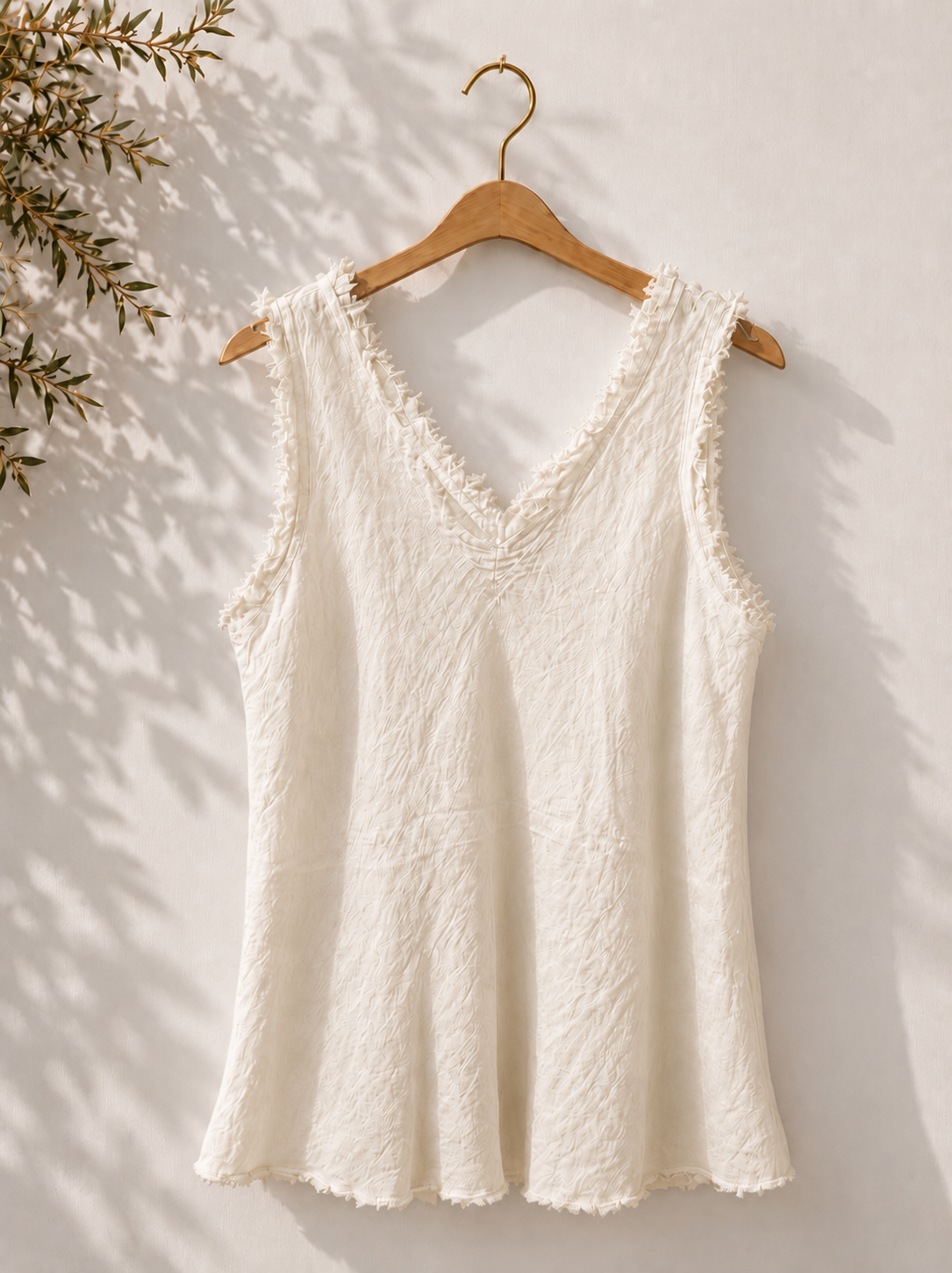 Camiseta tirantes Lino deshilachada