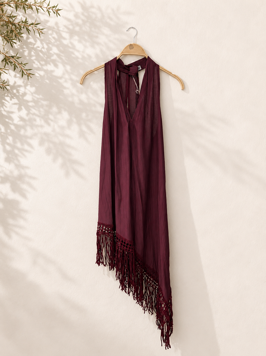 Top Vestido halter de flecos