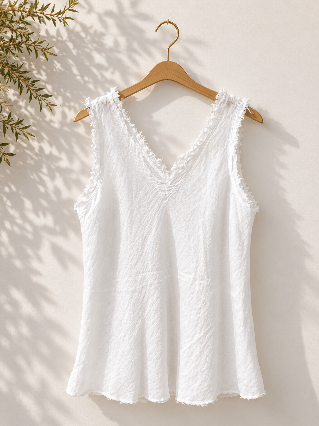Camiseta tirantes Lino deshilachada
