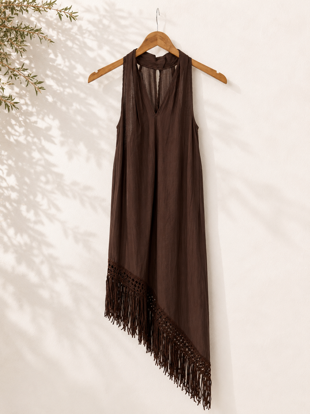 Top Vestido halter de flecos