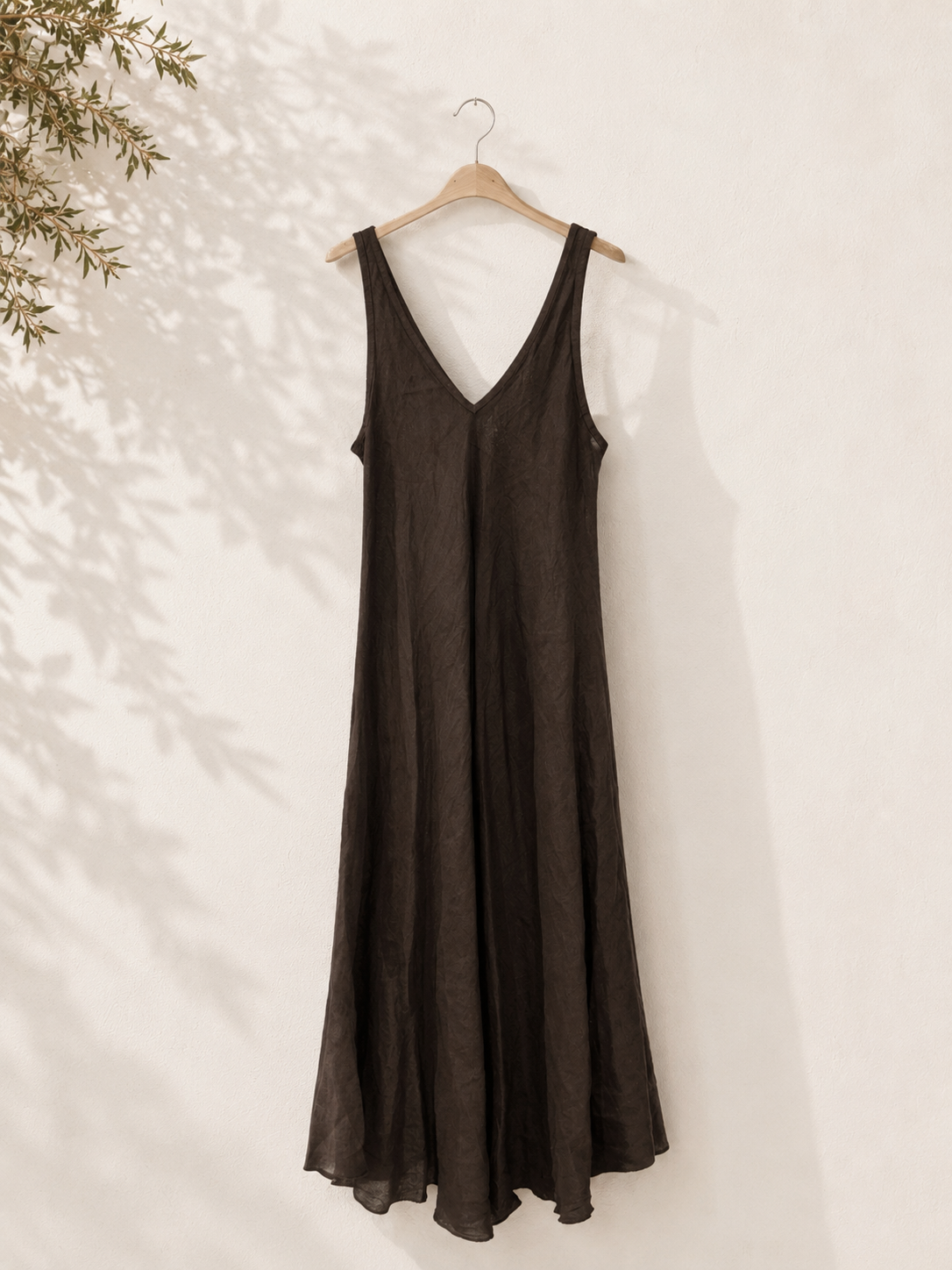 Vestido Lino tirantes cuello pico