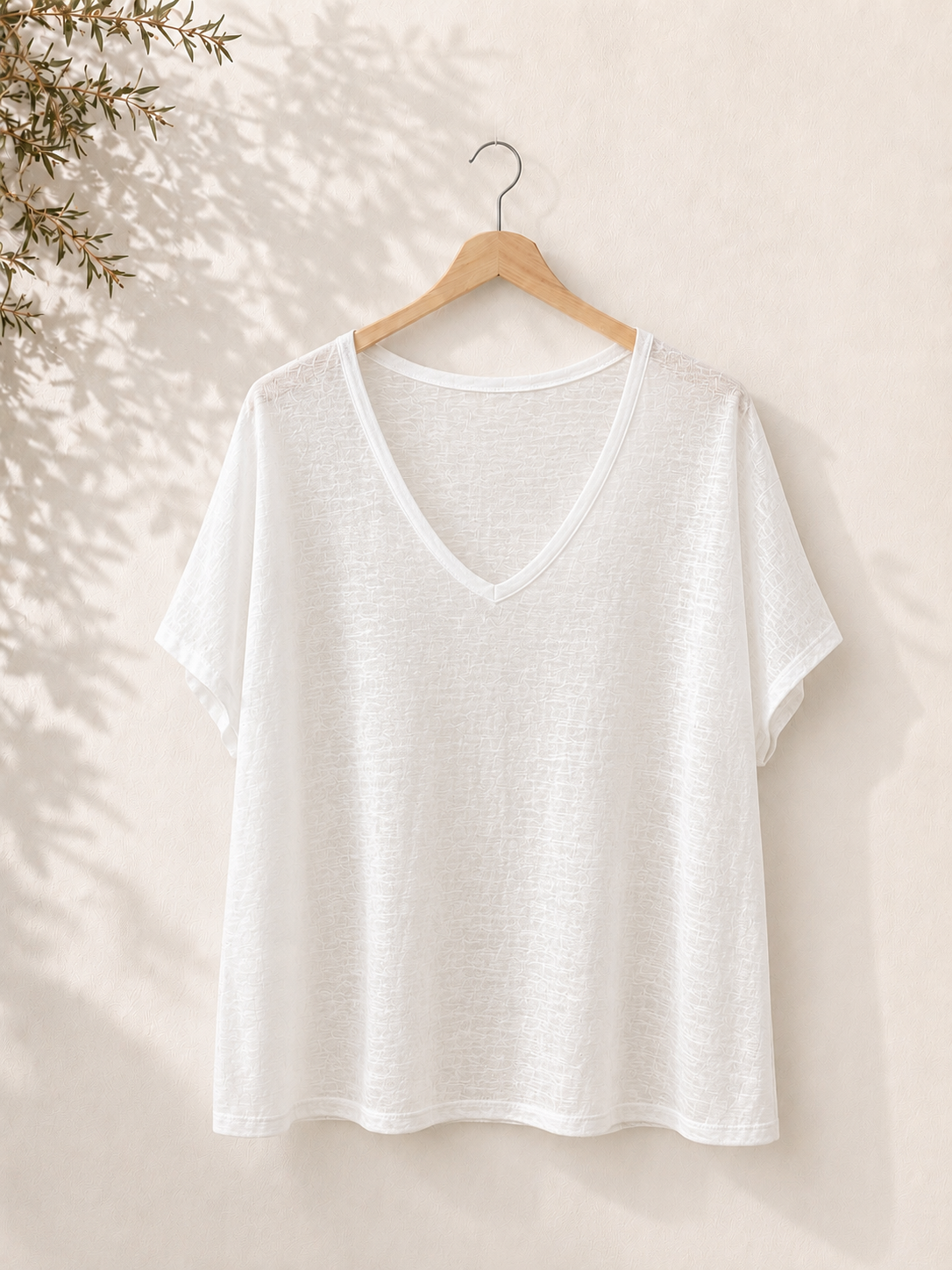 Camiseta cuello pico lino